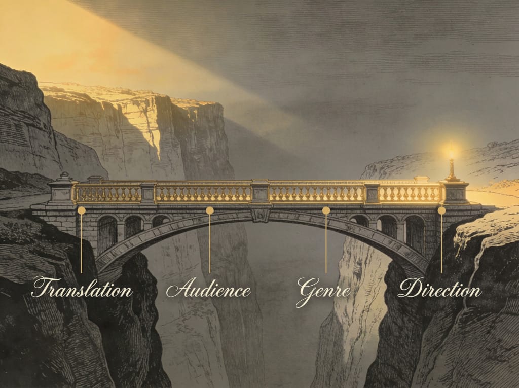 A bridge diagram illustrating the four obstacles to understanding Catholic spiritual classics.